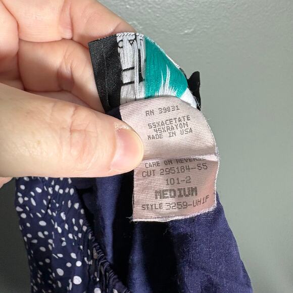 Fritzi California Vintage 1980's Blue Polka Dot Tapered Pants - Medium - Pull On - Picture 5 of 7